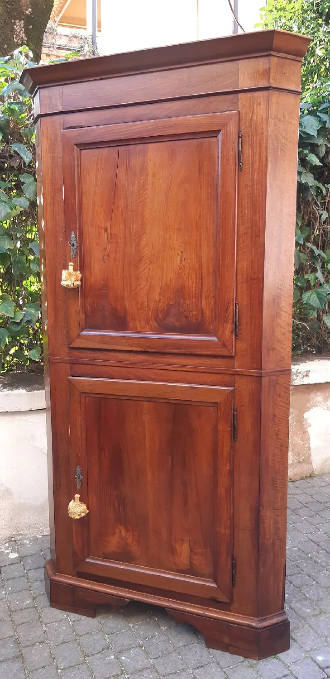 Emilian cantonal corner block in solid walnut, 19th century 3
