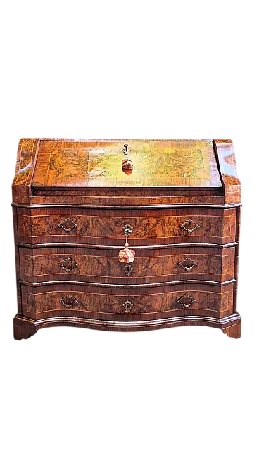 Ribalta Luigi XV, lastronata in noce e filettata, '700