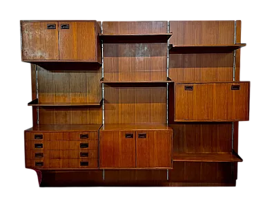 Libreria modulare con pannelli in teak, anni '60