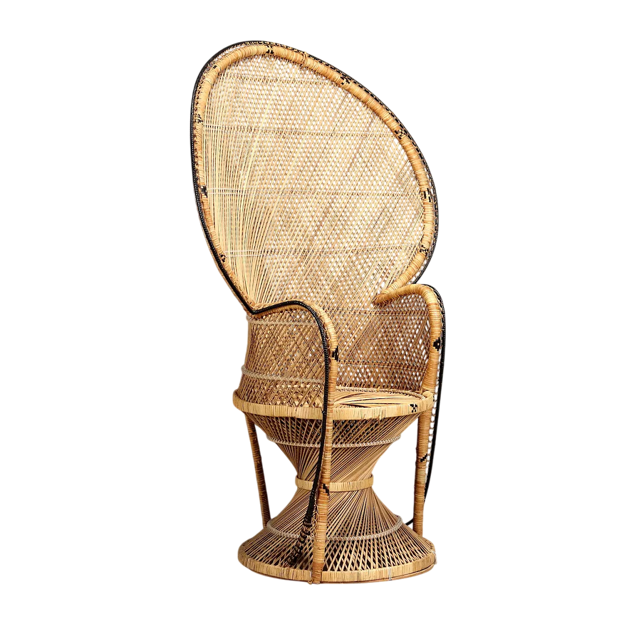 Peacock armchair in woven and rattan, 20th century 10