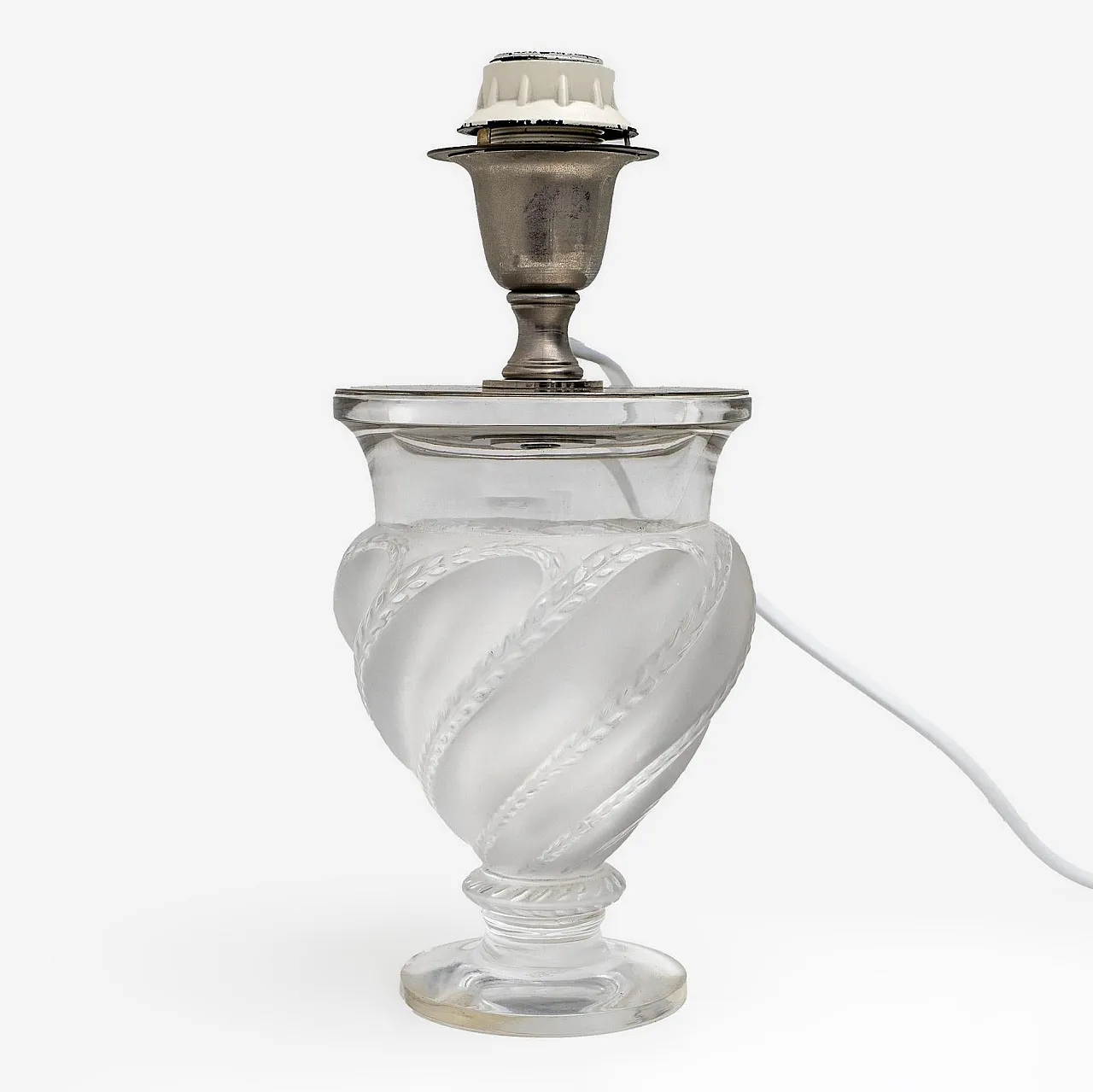 Pair of lamps Ermenonville by Lalique in crystal, 1960s 2