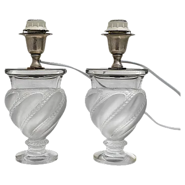 Pair of lamps Ermenonville by Lalique in crystal, 1960s