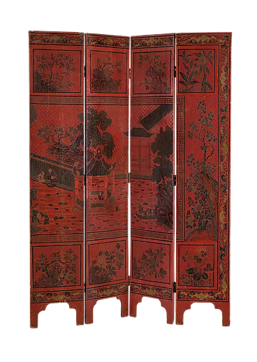 Chinese red lacquered wood screen, 19th century - rent 30 September