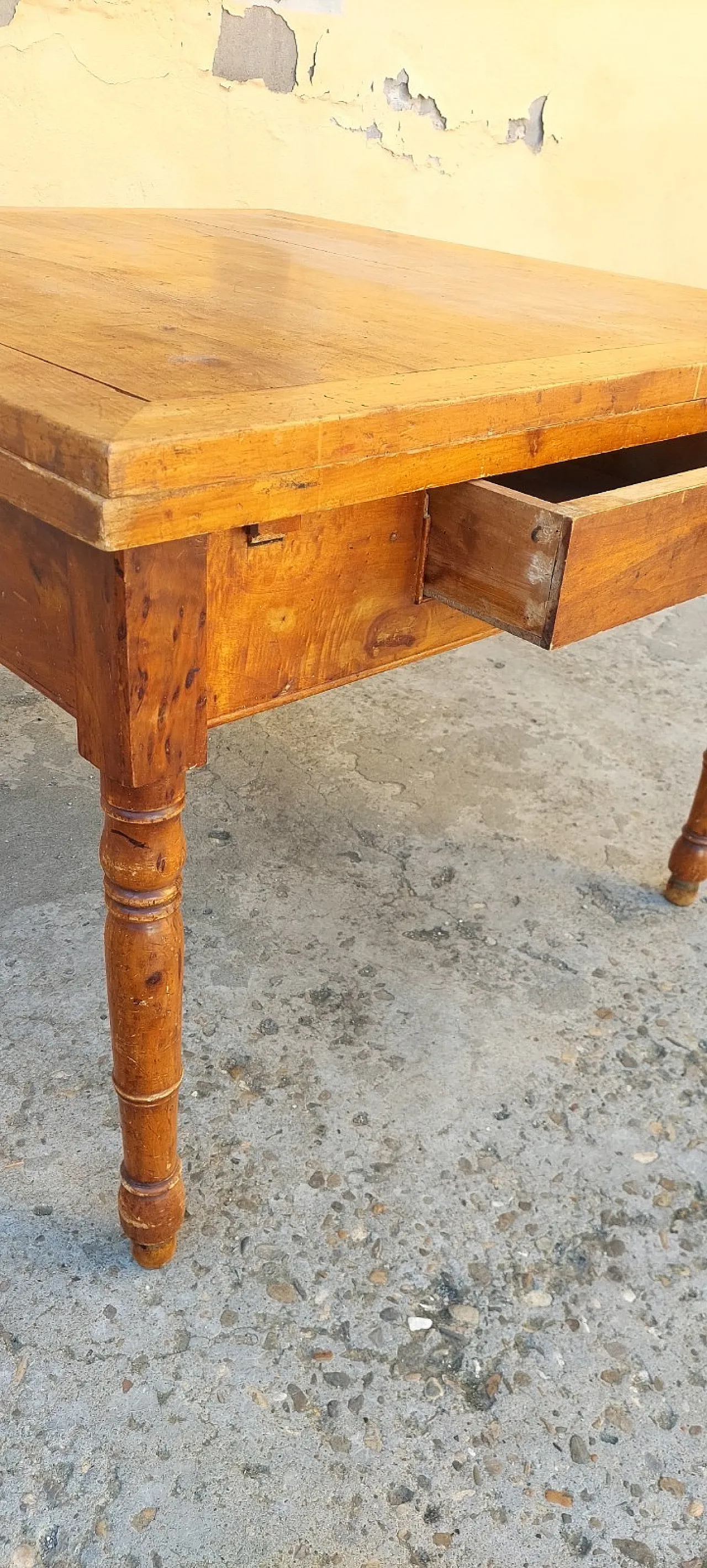Extendable wooden table with drawer, 19th century 3