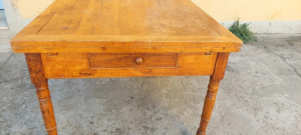 Extendable wooden table with drawer, 19th century 5