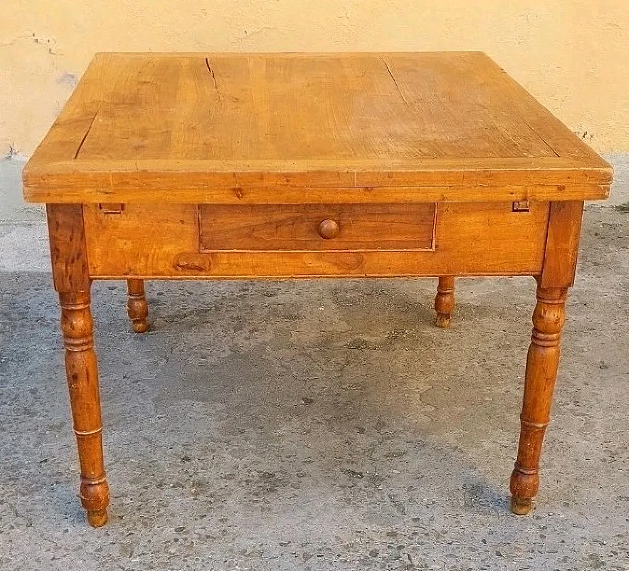 Extendable wooden table with drawer, 19th century 6