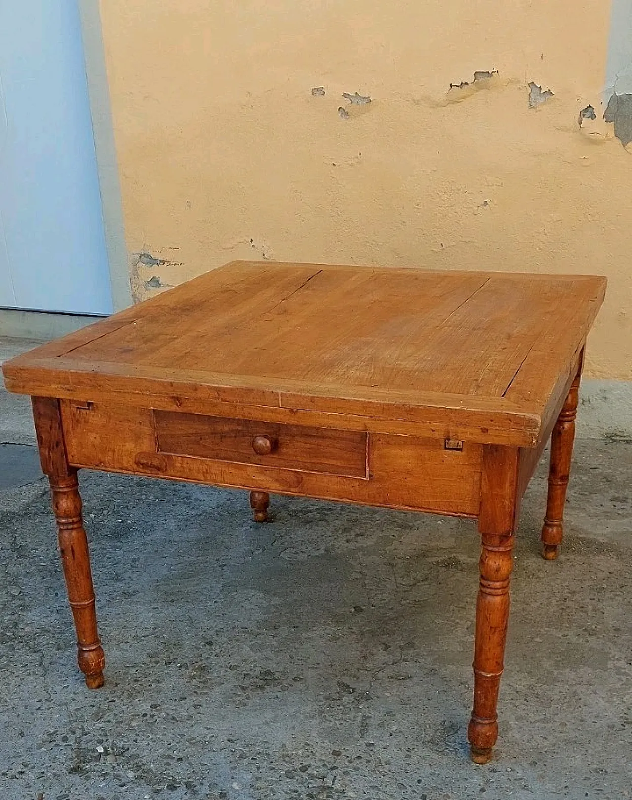 Extendable wooden table with drawer, 19th century 7