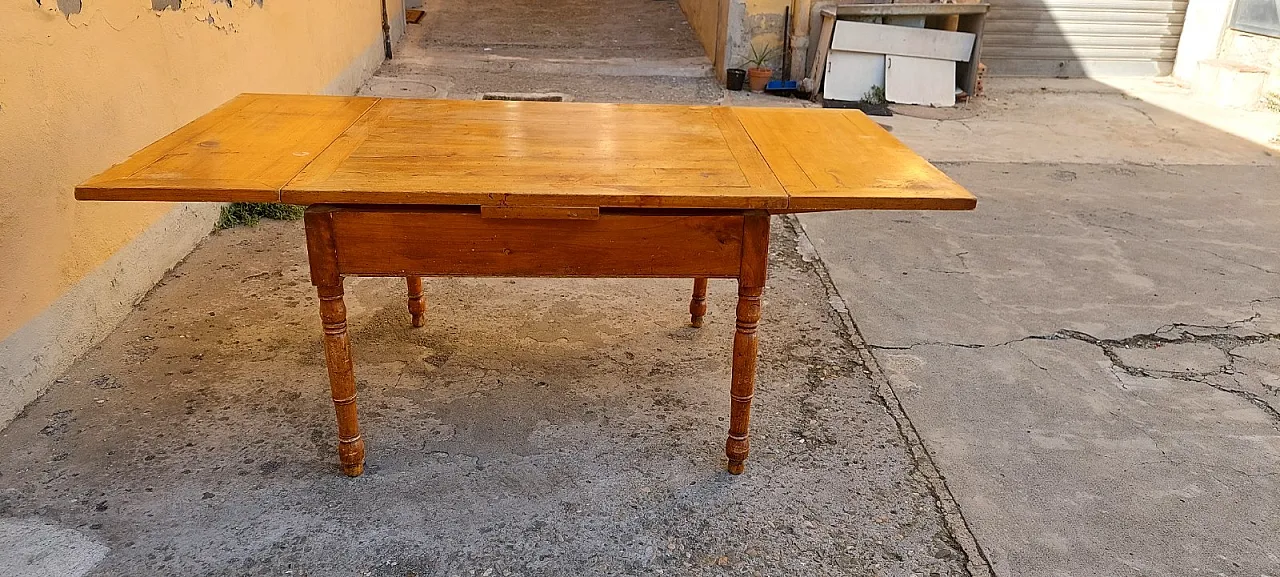 Extendable wooden table with drawer, 19th century 11