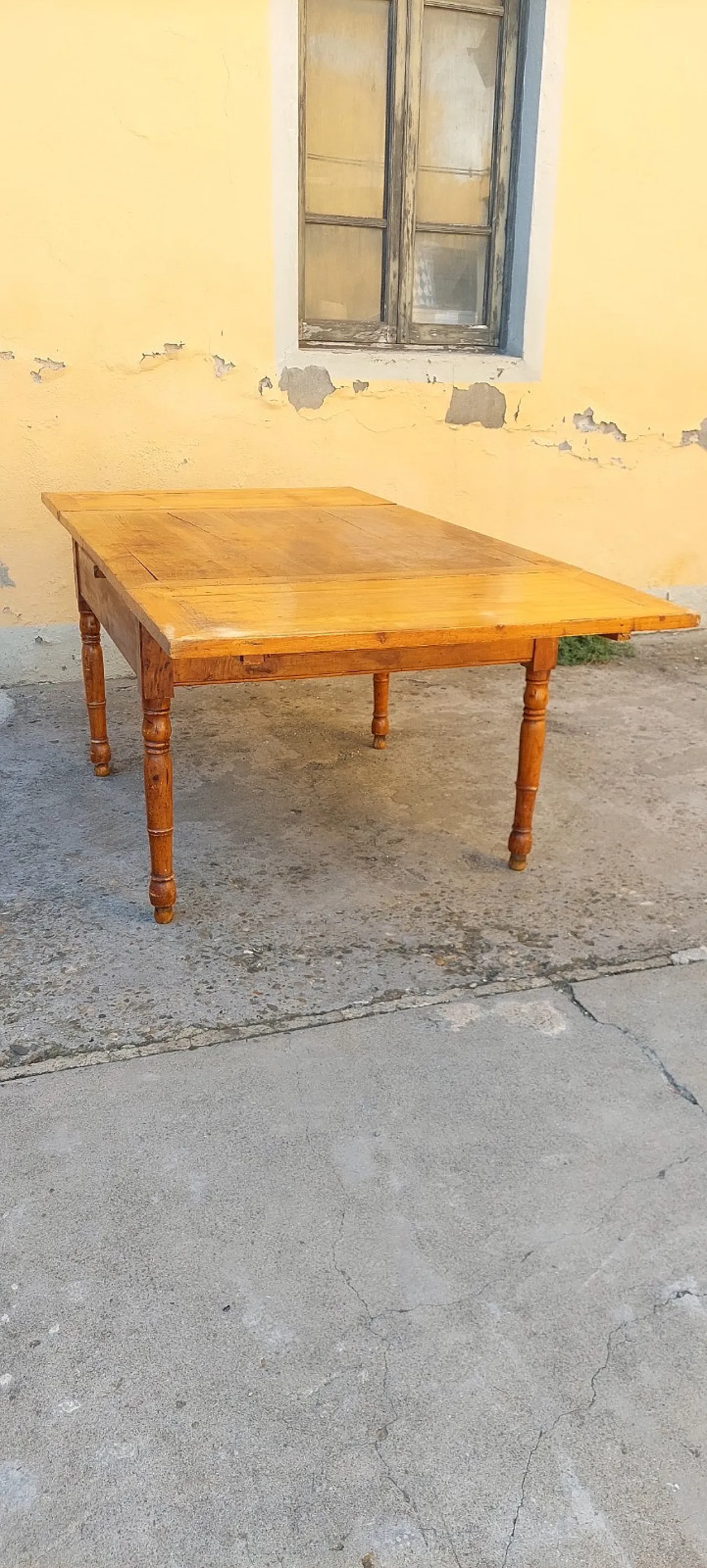 Extendable wooden table with drawer, 19th century 12