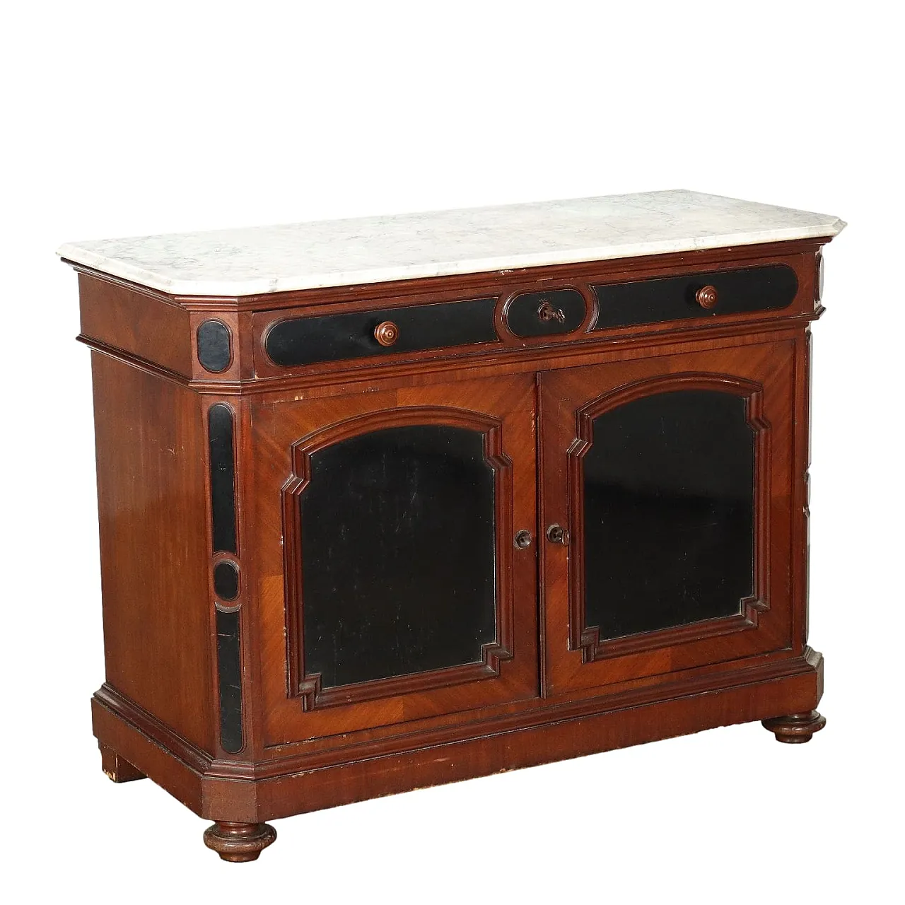 Credenza umbertina in mogano e pioppo, '800 1