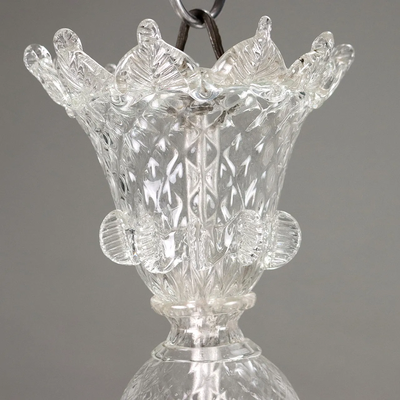 Lampadario Veneziano in vetro soffiato con decorazioni, '900 3