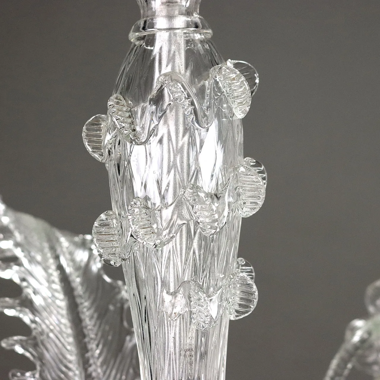 Lampadario Veneziano in vetro soffiato con decorazioni, '900 5