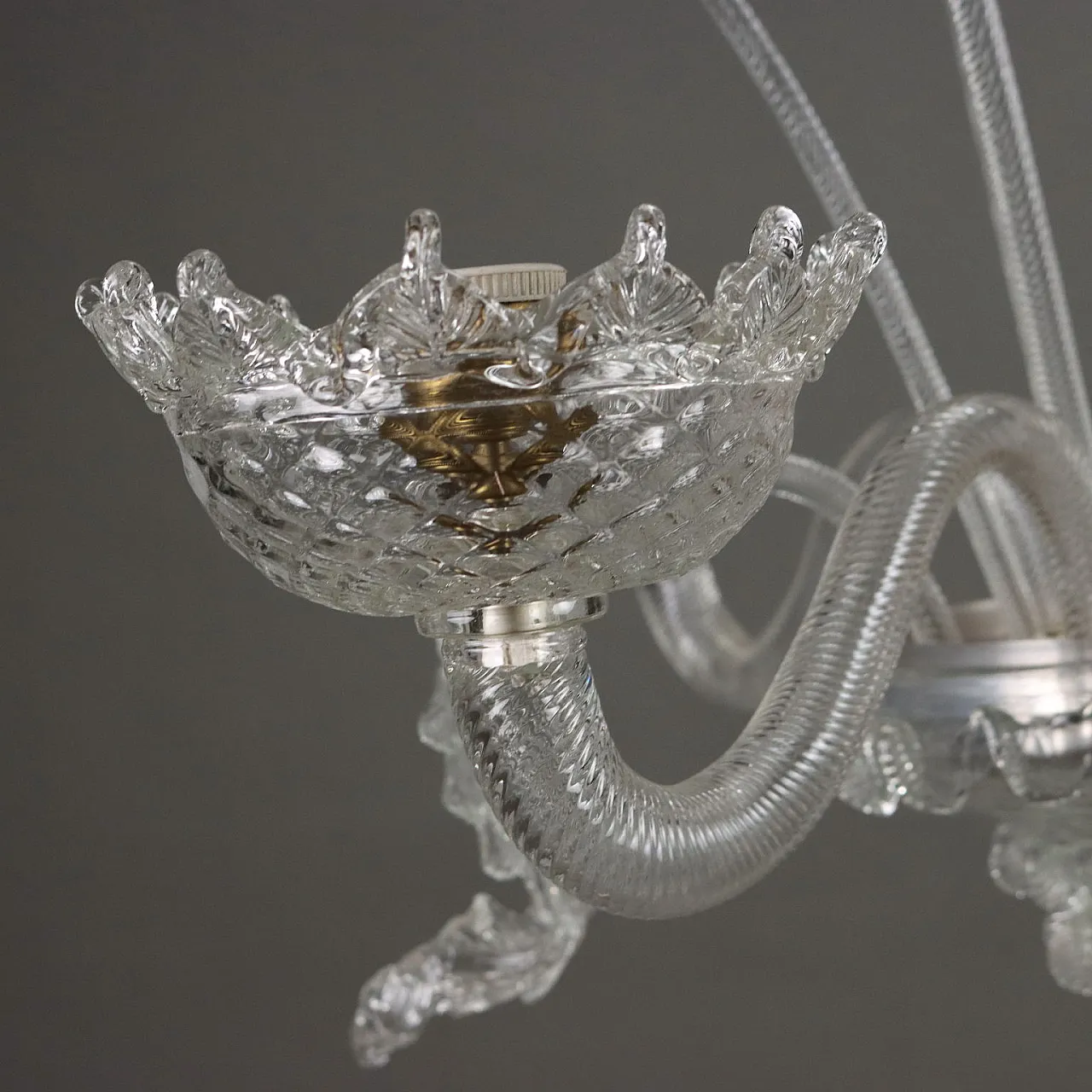 Lampadario Veneziano in vetro soffiato con decorazioni, '900 7