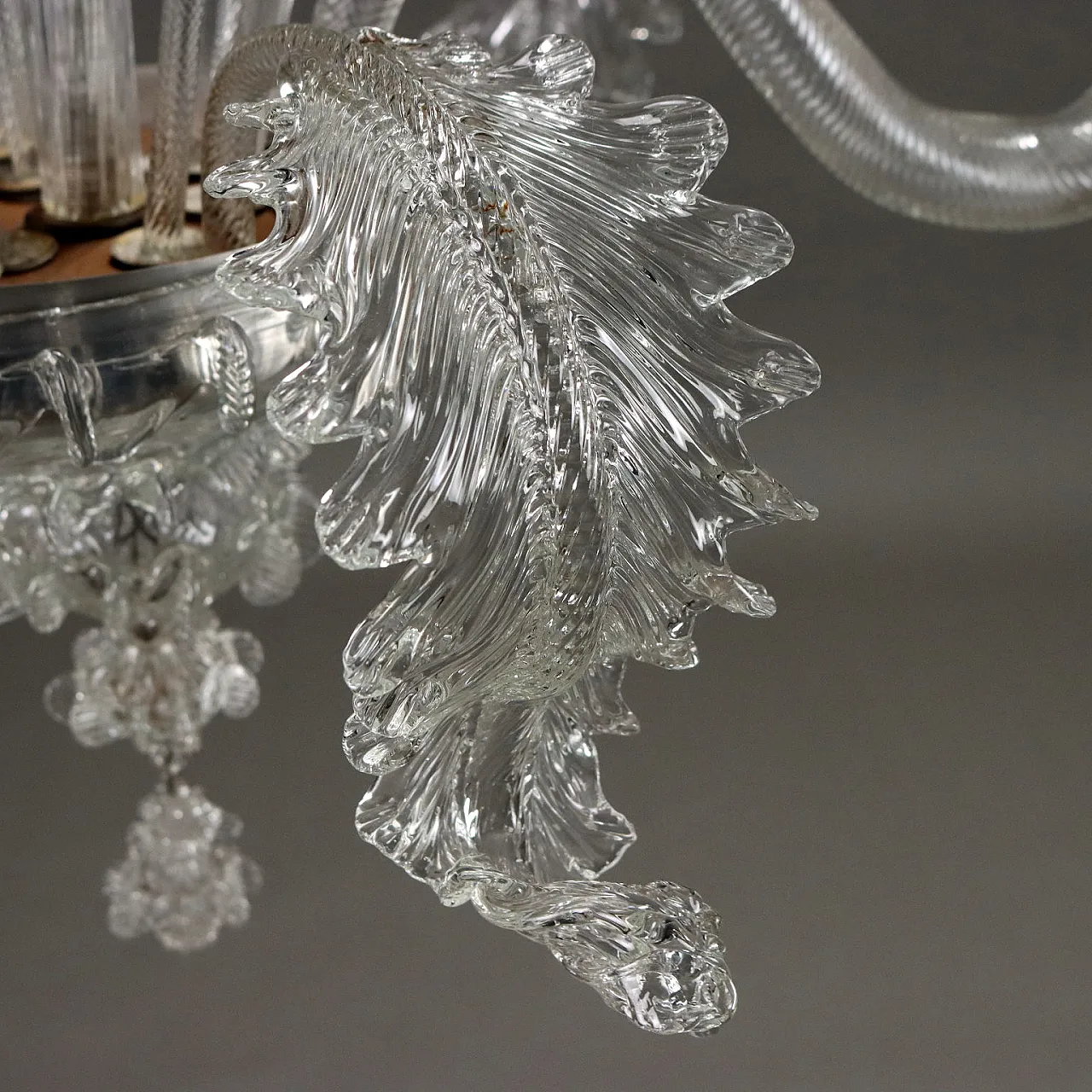 Lampadario Veneziano in vetro soffiato con decorazioni, '900 8
