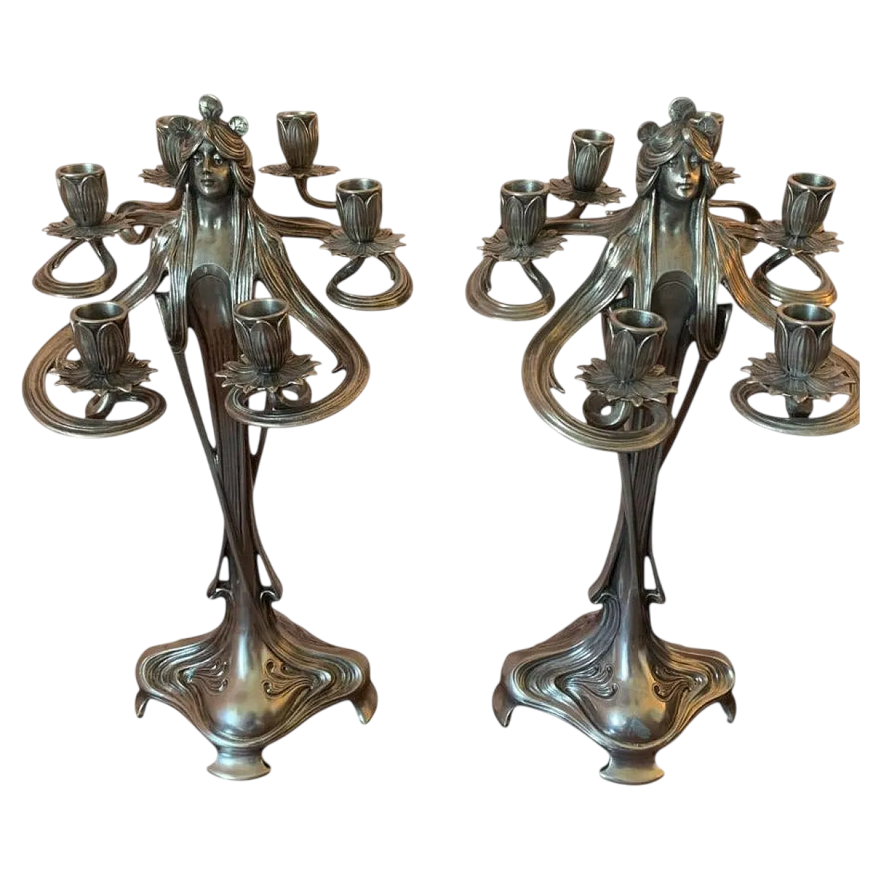 Coppia di candelabri di Achille Gamba, Art Nouveau, anni '30 15