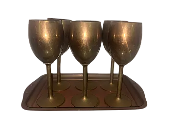 Calici con vassoio ottone, anni '50
