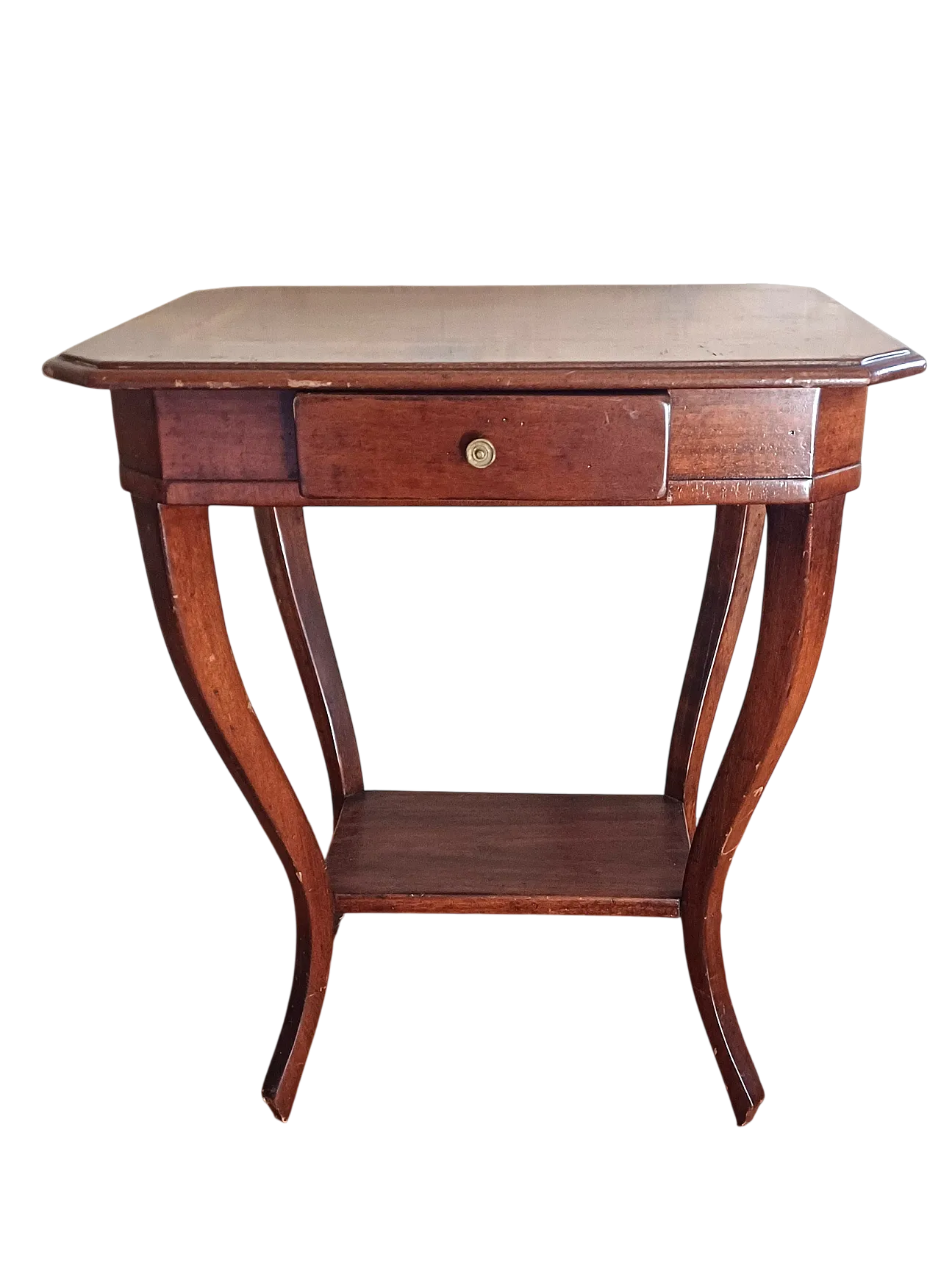 Tavolino Biedermaier in mogano con cassetto, '800 16