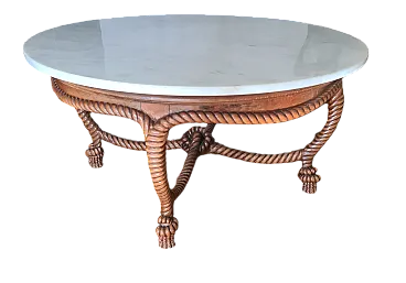 TAavolo da salotto in legno e marmo,  primi '900