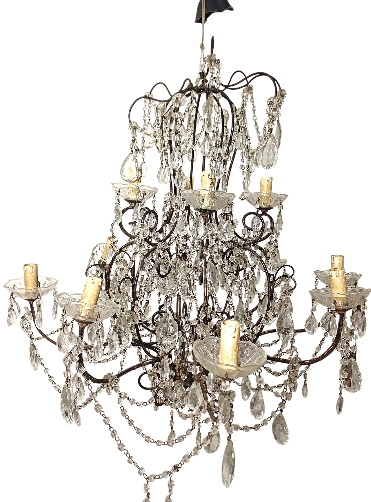 Lampadario stile Maria teresa a 12 luci, primo '900 13