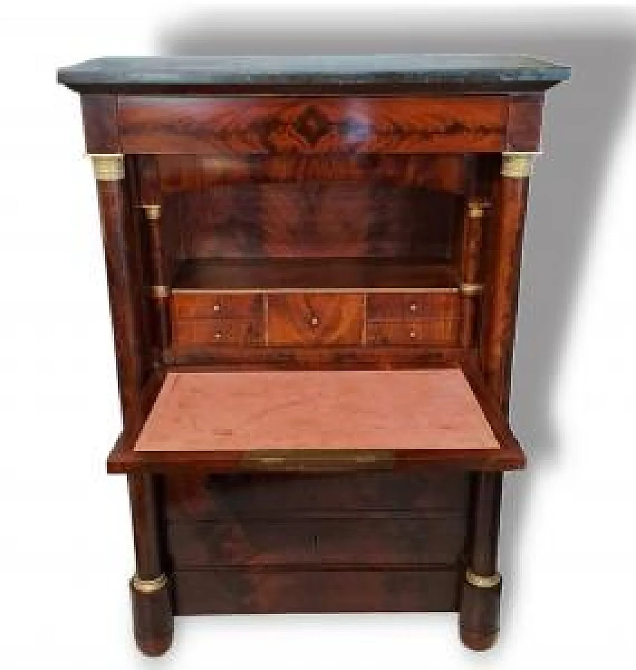 Desk with mahogany and bronze flap, 19th century 3