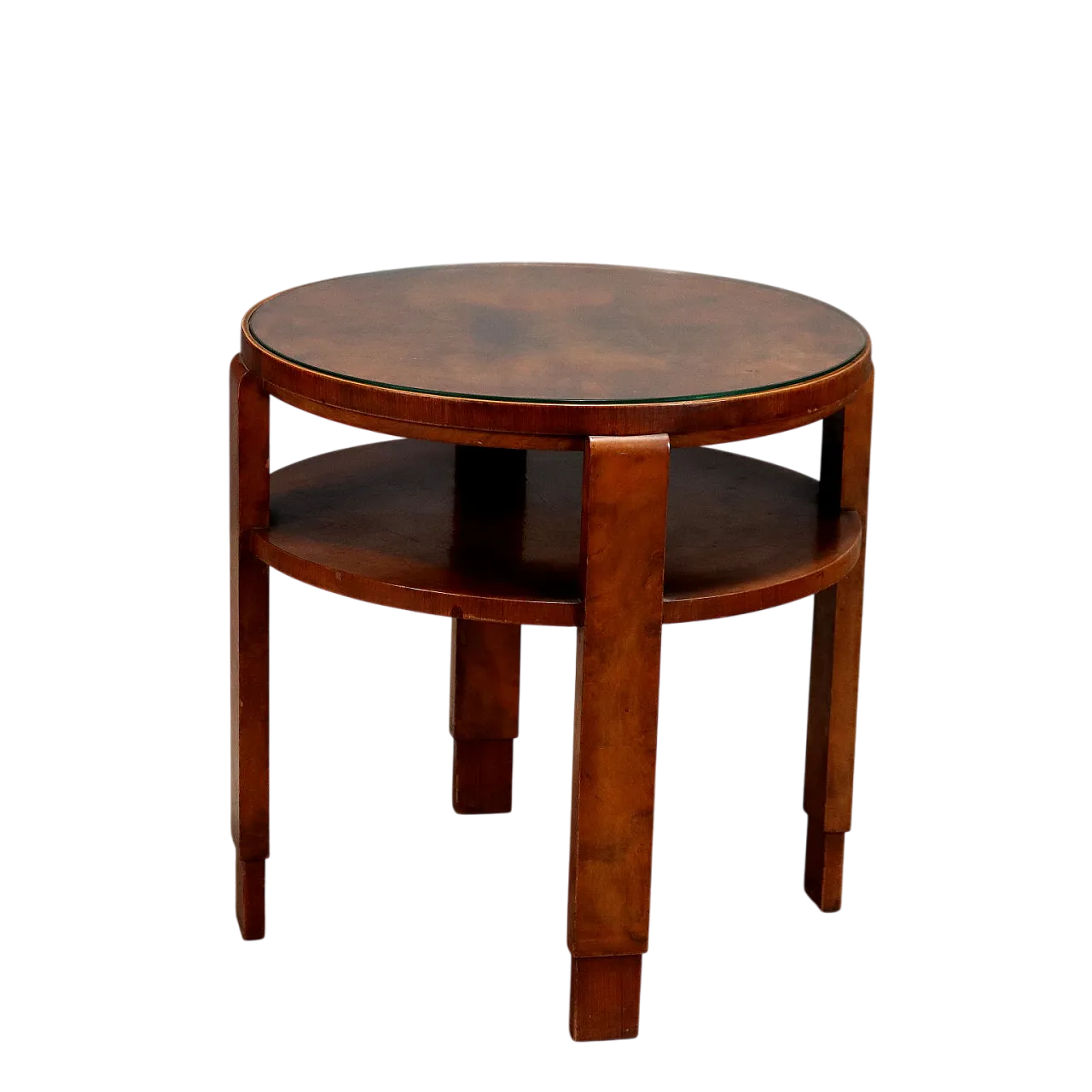 Tavolo Art Déco con piano in noce e vetro, '900 7