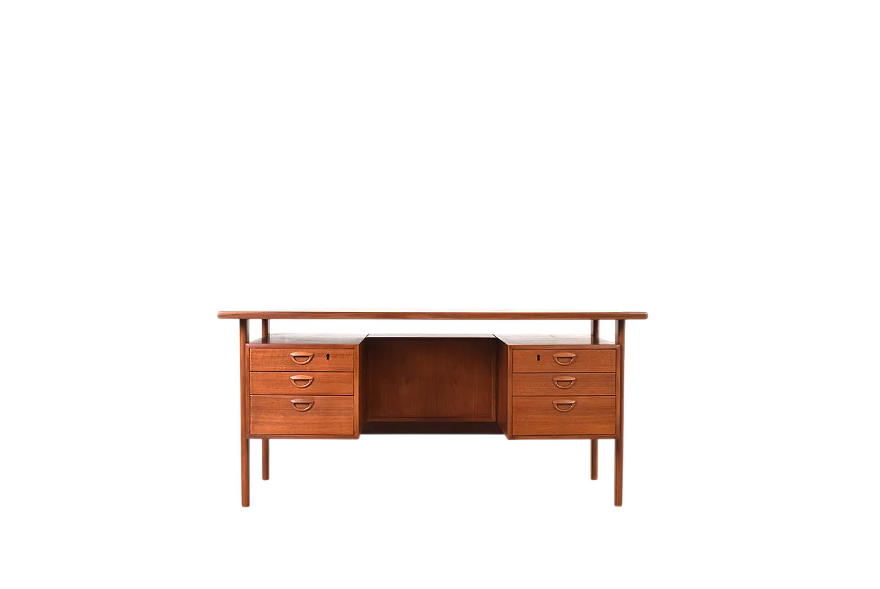 Mid-Century teak executive desk by Kai Kristiansen for FM Møble, 1970s 18
