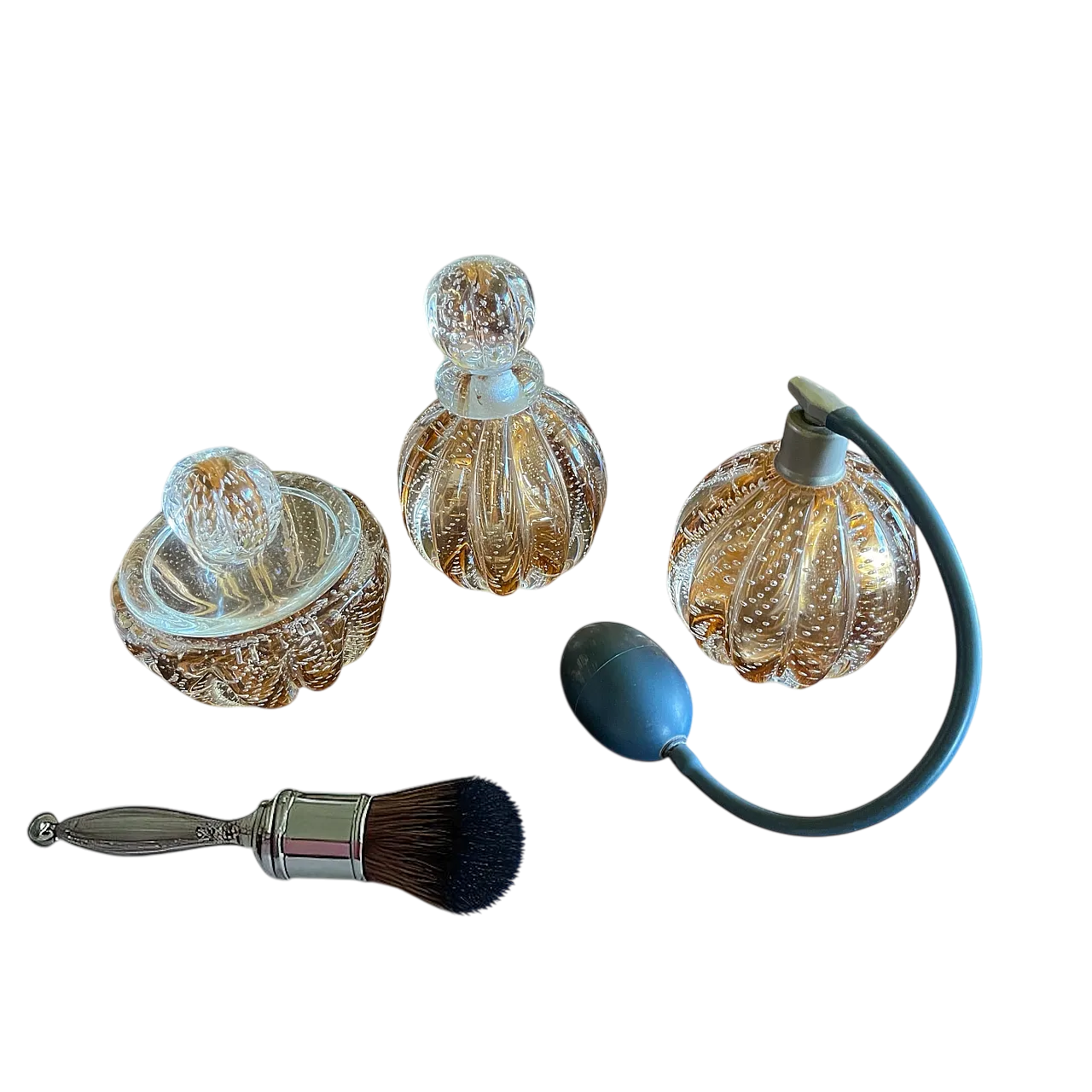Set da toeletta in vetro Murano Bullicant, anni '50 11