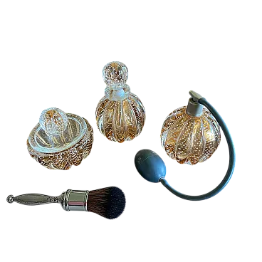 Set da toeletta in vetro Murano Bullicant, anni '50