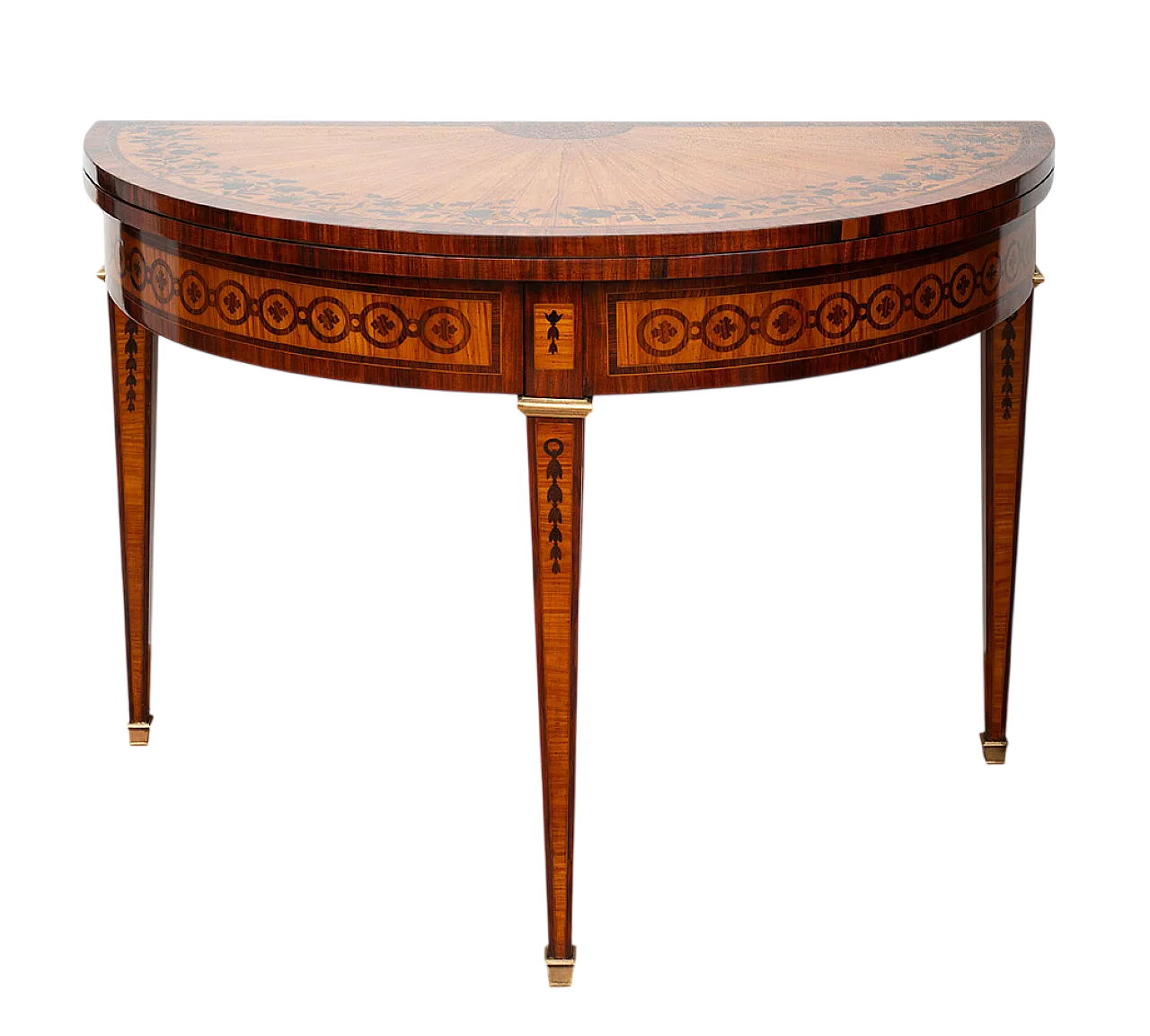 Demi Napoleon III game table in precious exotic woods, 19th century 13