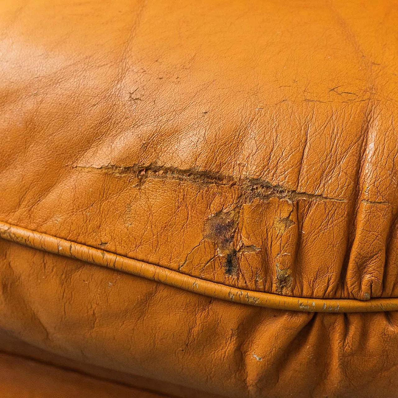 Pair of brown and wood leather armchairs, 50s 10