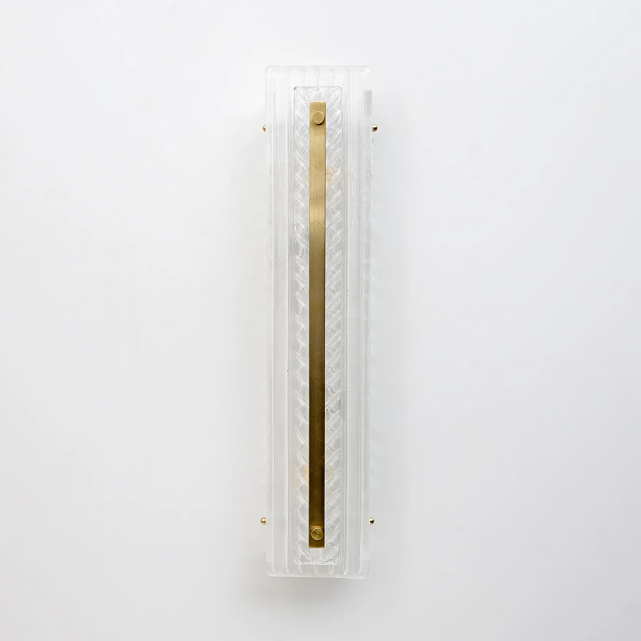 Pair of Art Deco style brass and textured Murano glass sconces, 2000s 3