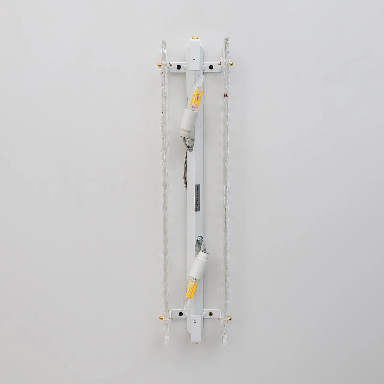 Pair of Art Deco style brass and textured Murano glass sconces, 2000s 10