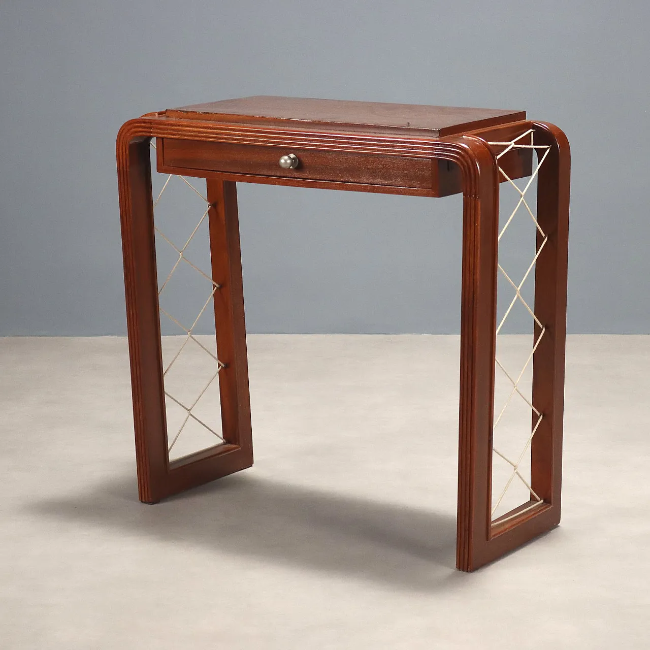Console table in mahogany veneer, 1940s 1