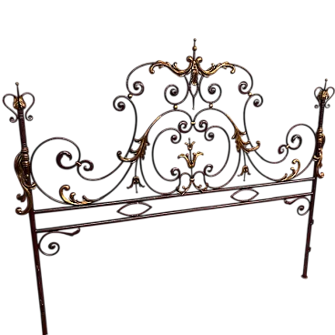 Testiera matrimoniale letto ferro battuto, anni '30
