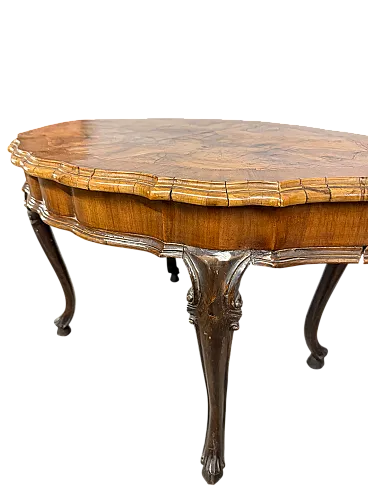 Tavolinetto da salotto noce e radica barocchetto, 1940