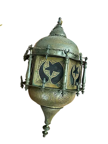 Lanterna marocchina in rame e vetri colorati, 1920