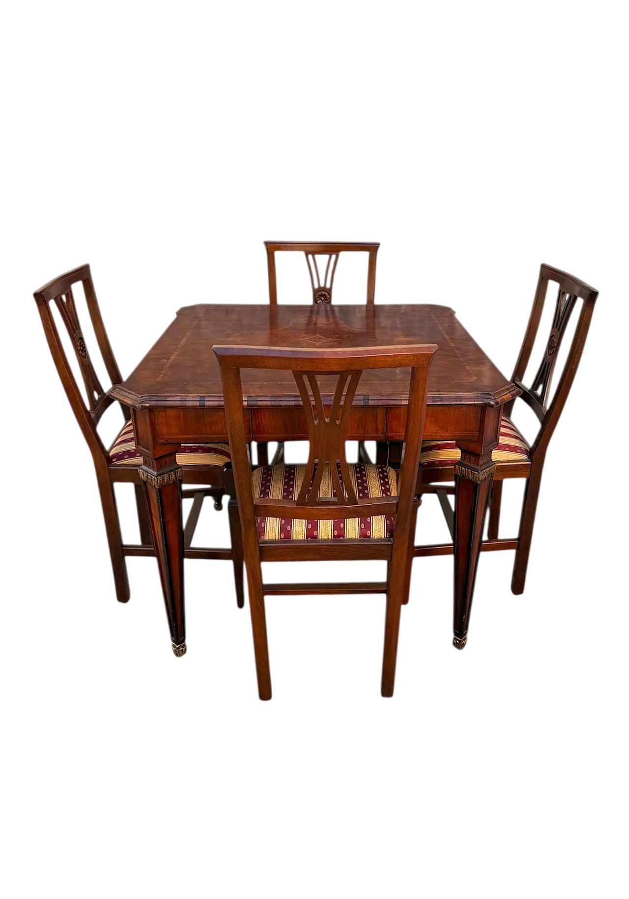 Game and dining table inlaid with chairs, 50s 11