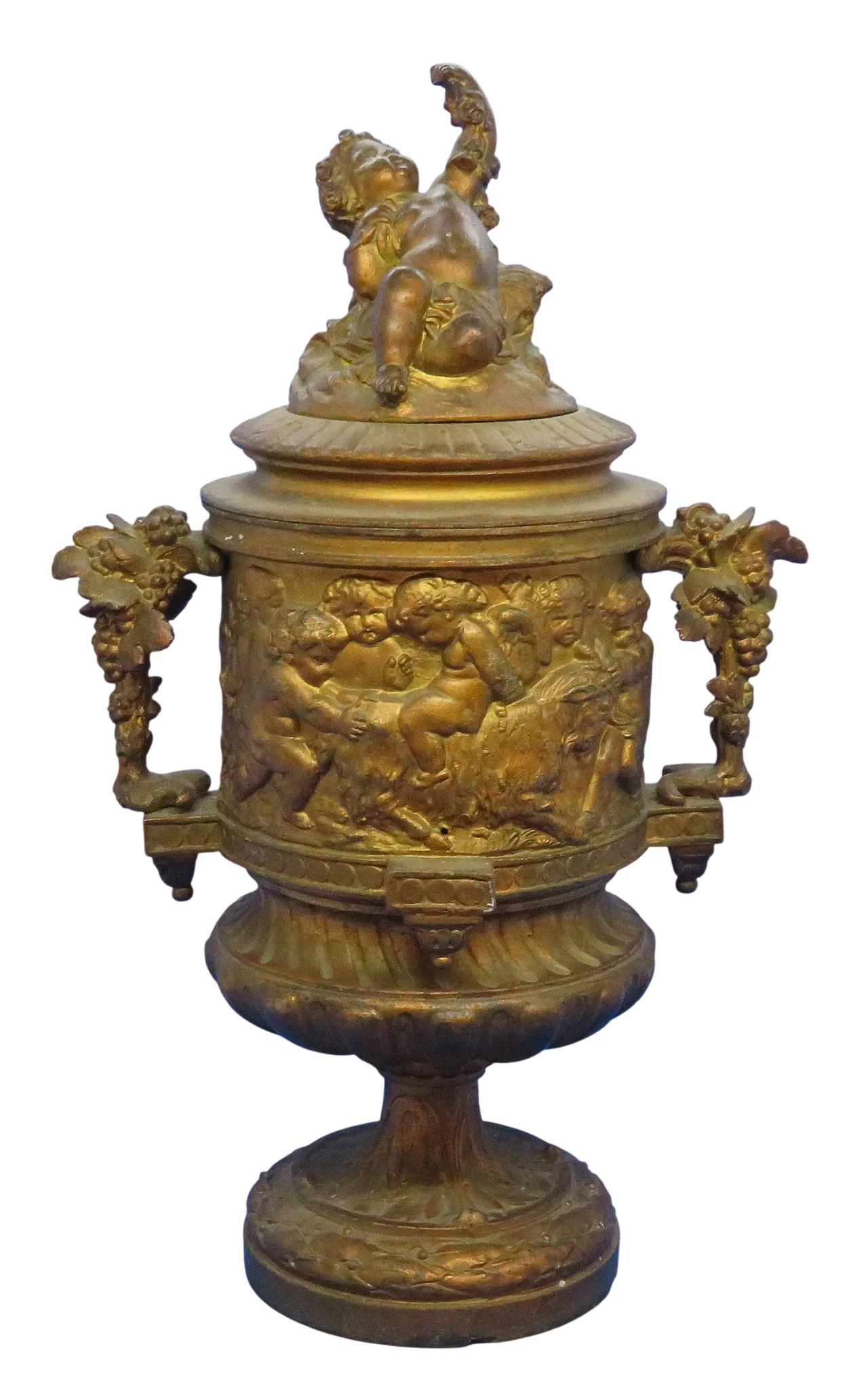 Vaso urna lidded clodion bronzato metallico bronzato 20