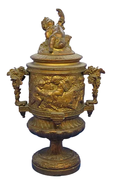 Vaso urna lidded clodion bronzato metallico bronzato