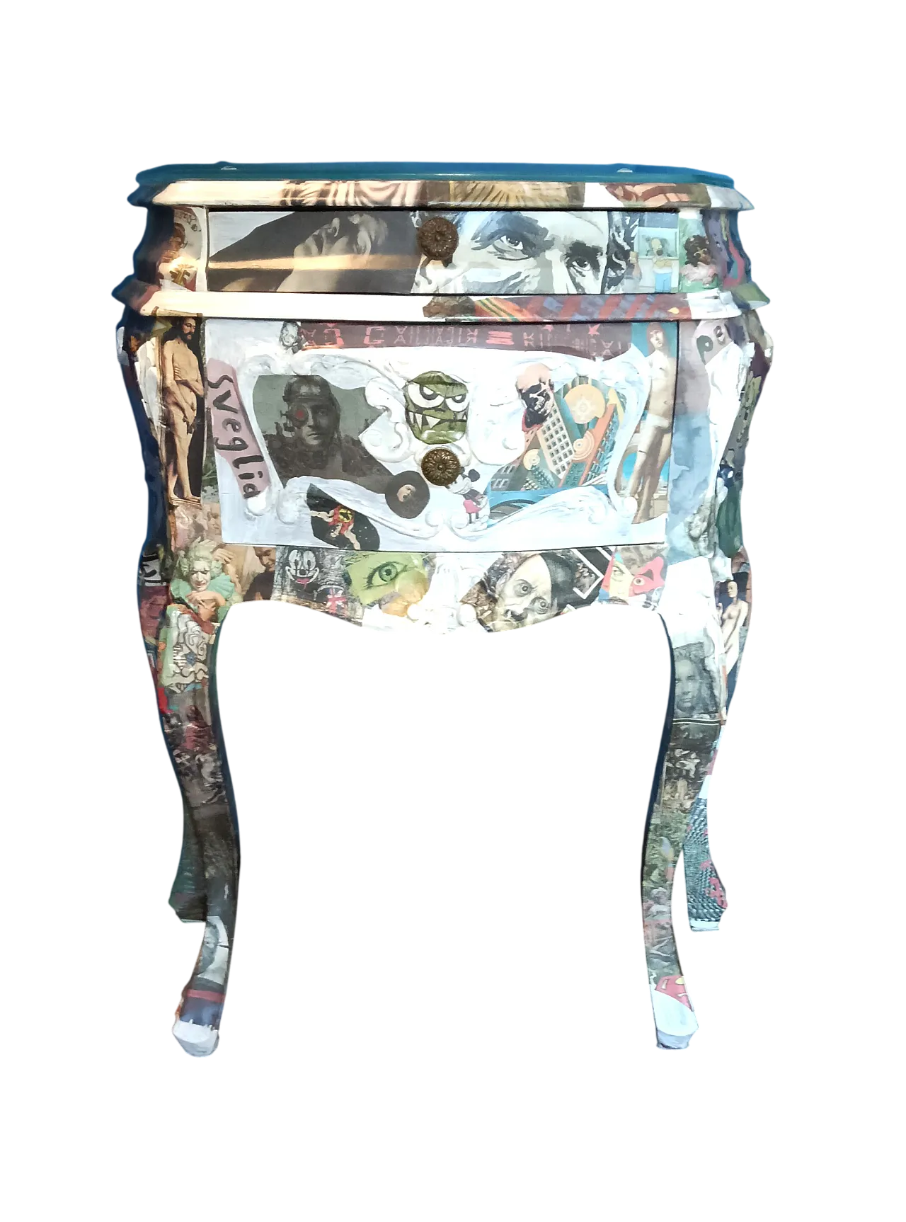 comodino old style, rivestito con decoupage 19