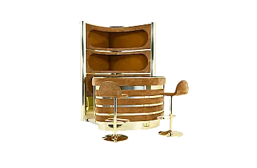 Set da bar con 2 sgabelli attribuiti a Willy Rizzo, anni '70