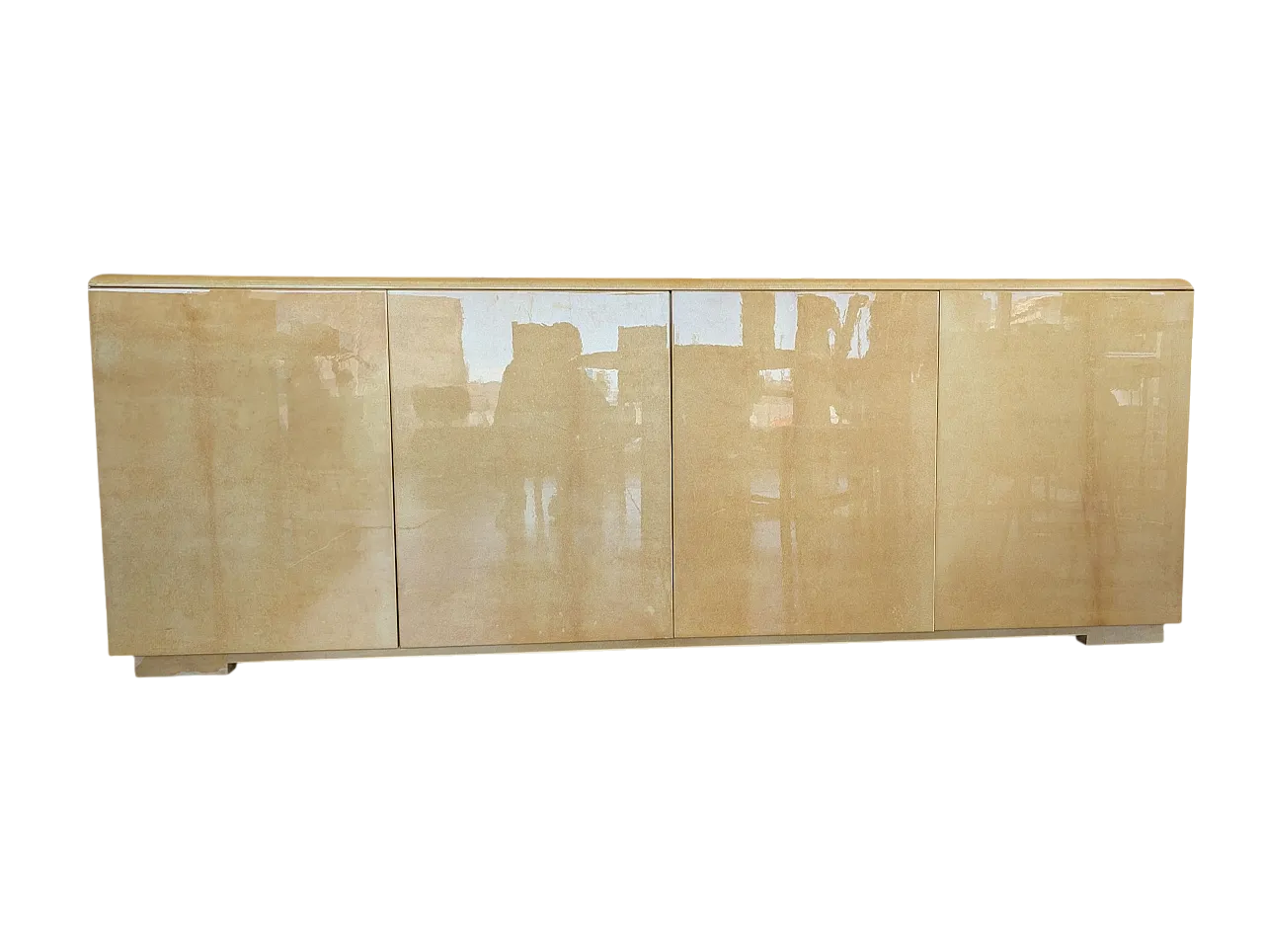 Contromobile a 4 ante con rifiniture stile Aldo Tura, anni 70 16