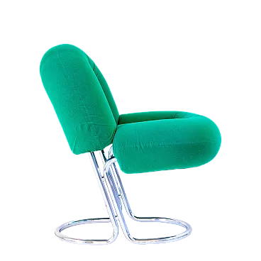 Sedia in stile Space Age in velluto verde e acciaio, Renato Zevi