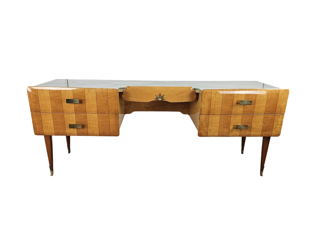 Italian chest of drawers Mid Century in maple and brass, 1950 22