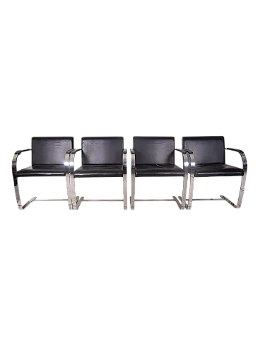 4 Poltrone in stile Brno di Mies van der Rohe, anni ’80