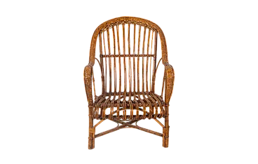 Poltrona, in rattan curvato con schienale avvolgente, '900