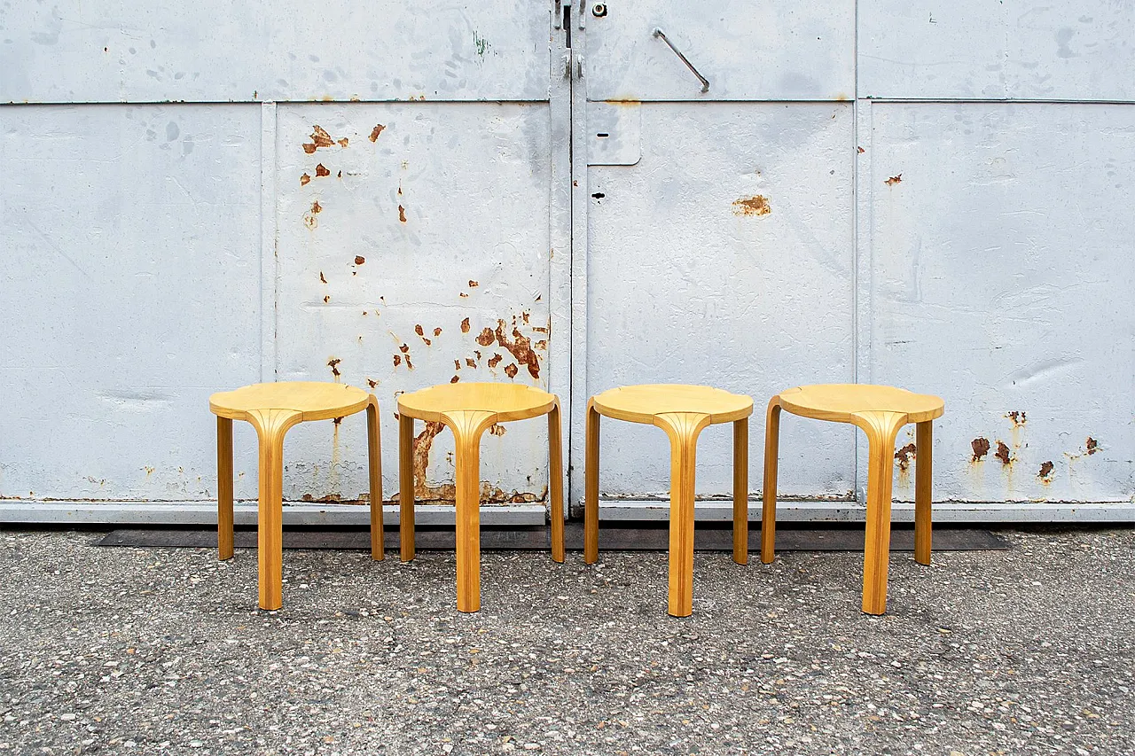 4 Sgabelli X600 di Alvar Aalto per Artek, anni '70 1
