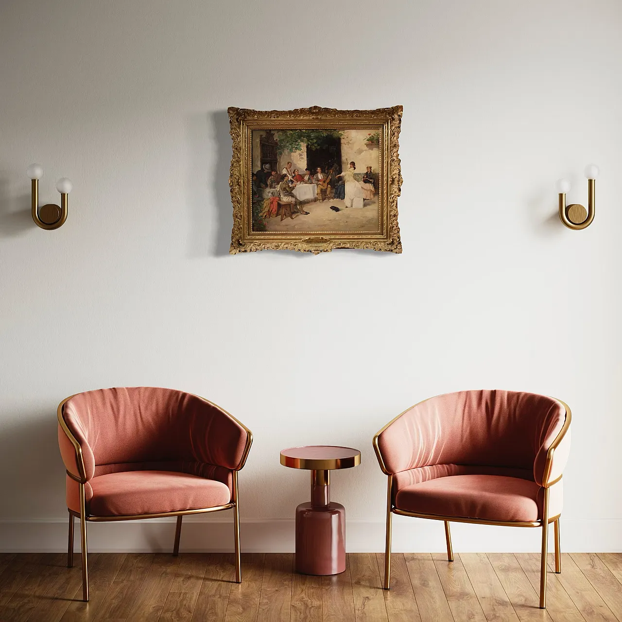 Spanish painting with flamenco dancer, signed Galgos 6