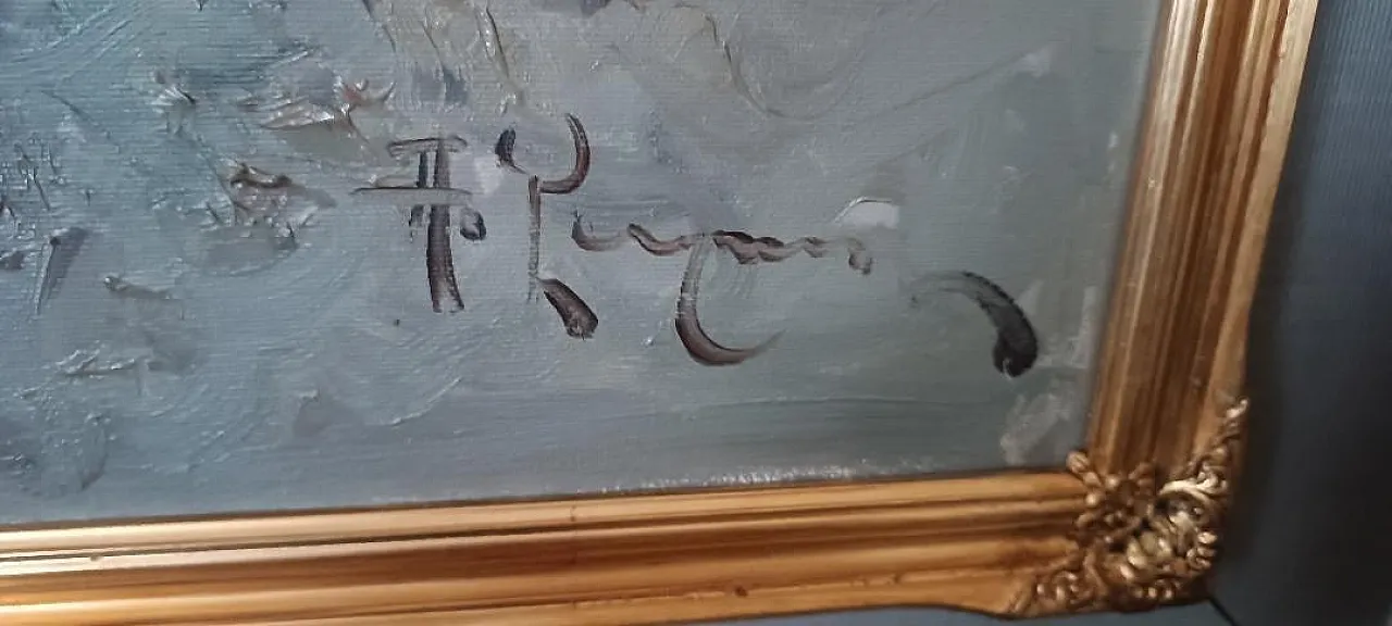 Dipinto di Antonio Pecoraro, olio su tela con cornice, anni '60 7