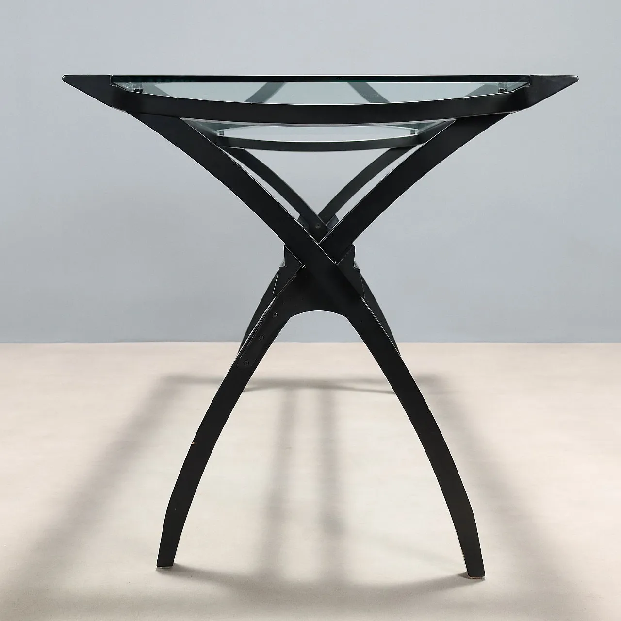 Scrivania Cidue in legno laccato e vetro, anni '80 9